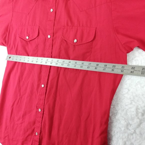 Northern Plains Mens Shirt Western Button Down Pearl Snaps Red Long Sleeve 16 33 - Picture 6 of 13